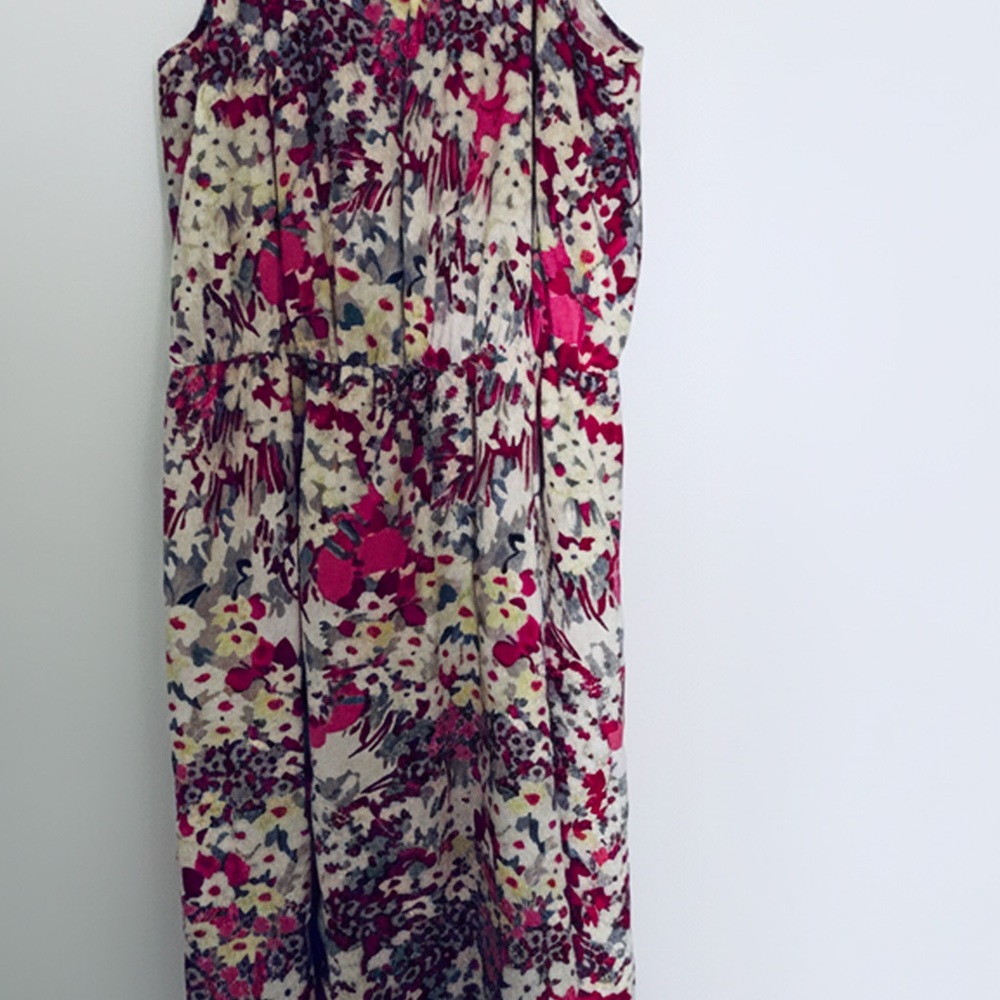 Banana Republic Red Pink and Green Floral-Print Cami knee length dress, size M - Picture 6 of 6